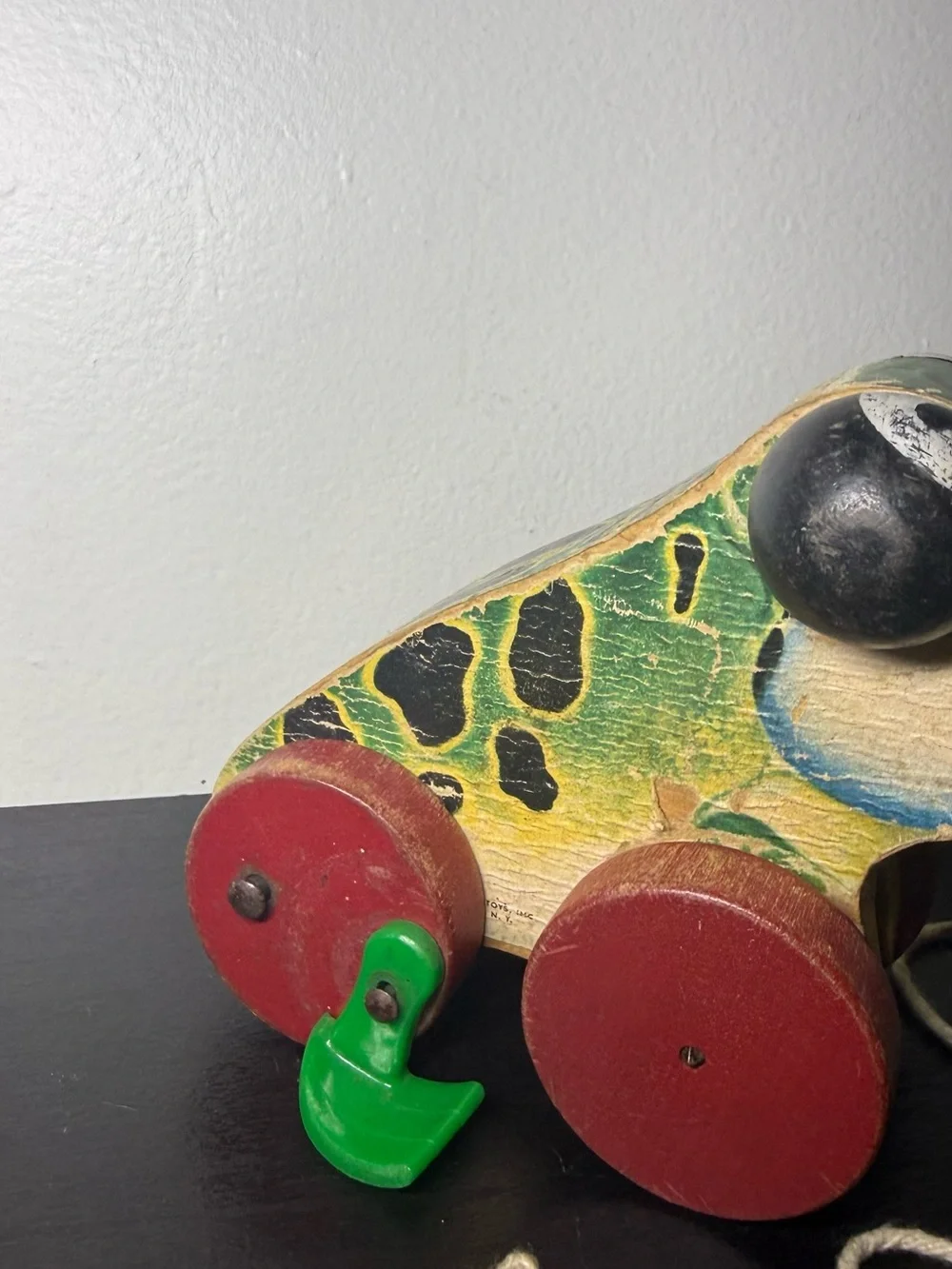 Antique 1950s Fishers Price Wooden Jolly Jumper Frog Pull Toy